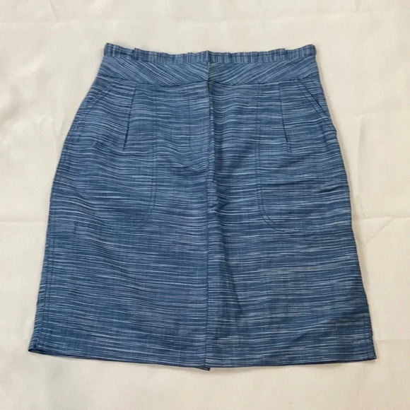 J.Crew Women’s 0 NWOT Pockets Linen Blend Blue & White Skirt - Picture 1 of 8